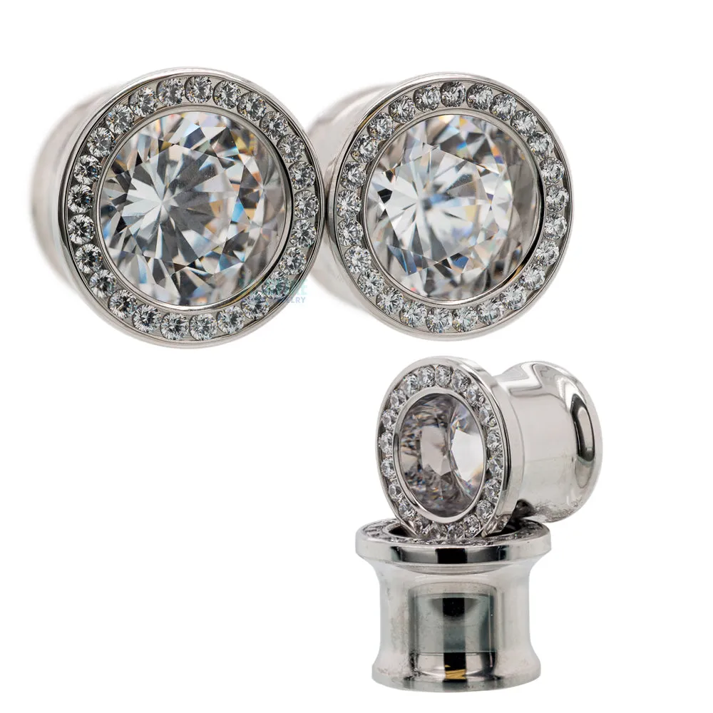 Super Gemmed BIG BLING Plugs ( Eyelets ) with Brilliant-Cut Gems - Aquamarine