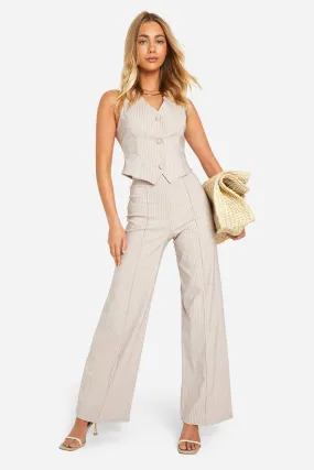 Super Stretch Pinstripe Vest & Seam Front Straight Leg Pants