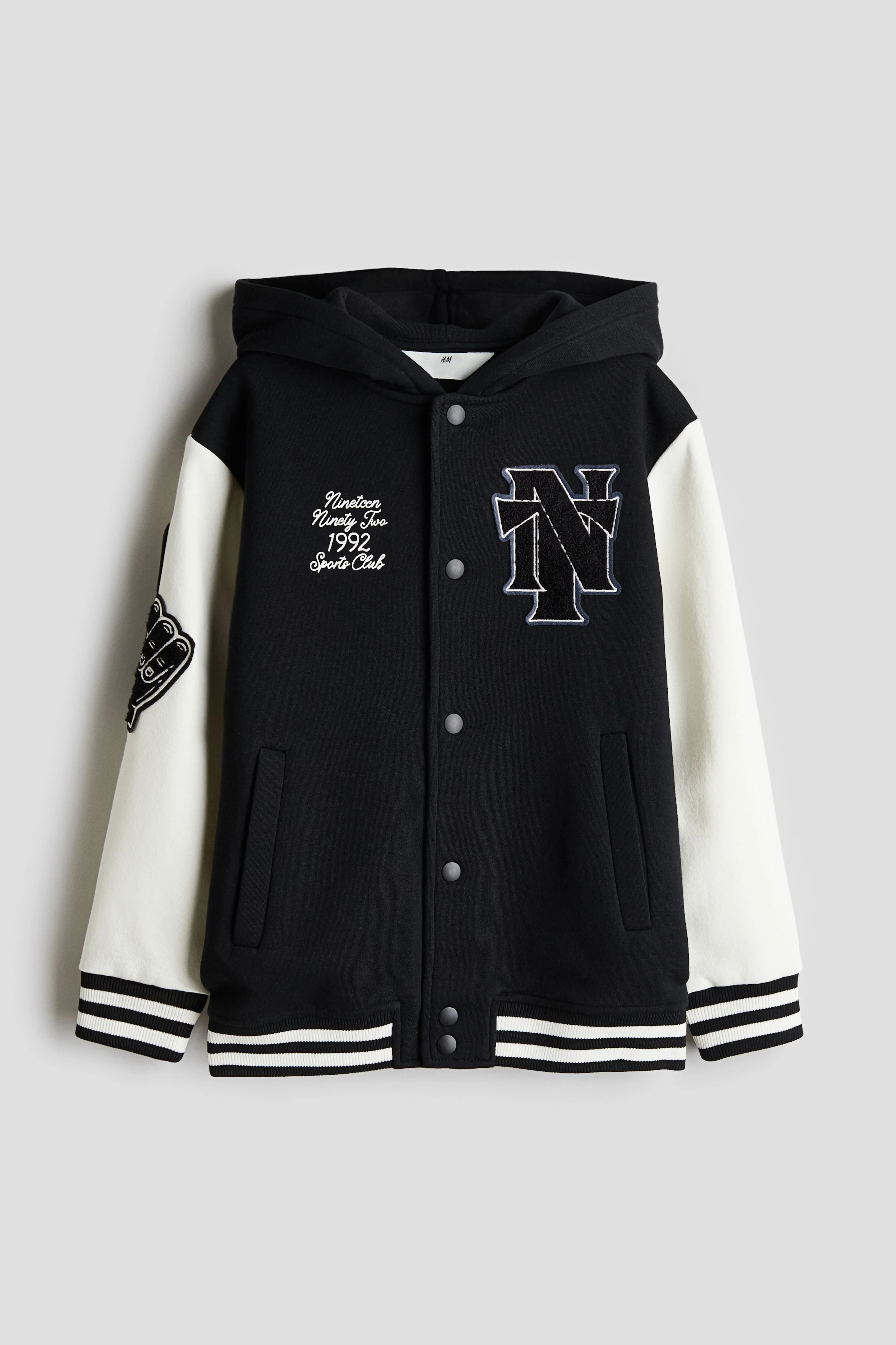 Sweatshirt baseball jacket - Long sleeve - Regular length - Black/NT - Kids | H&M GB