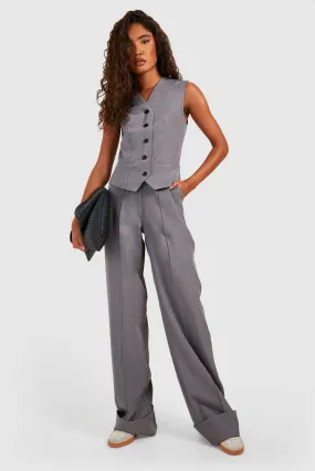 Tall Tailored Turn Up Cuff Wide Leg Pants