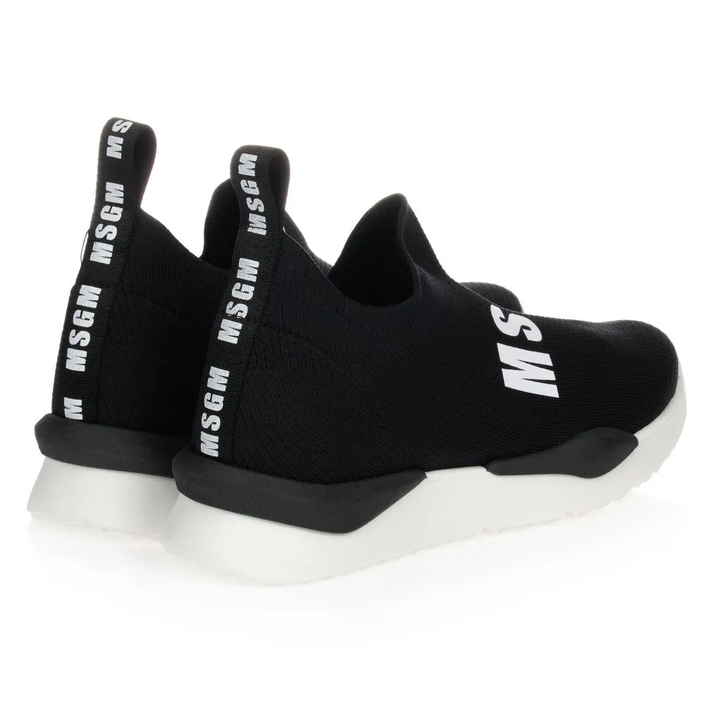 Teen Black Logo Sock Trainers