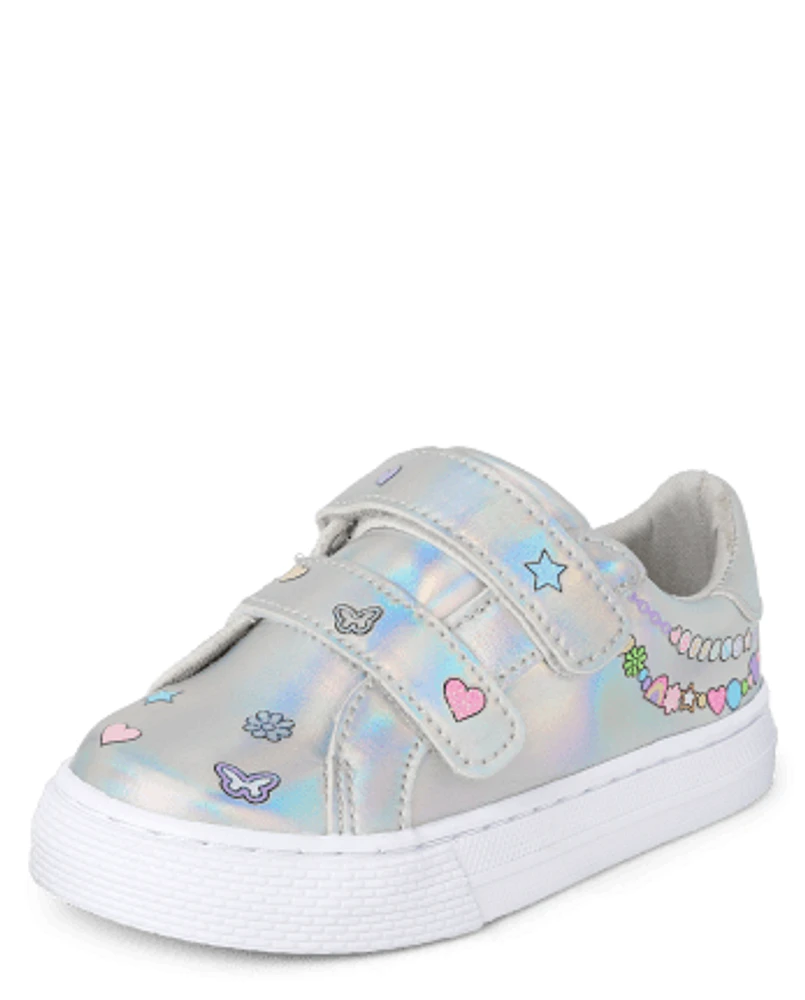 The Children's Place Toddler Girls Holographic Doodle Low Top Sneakers