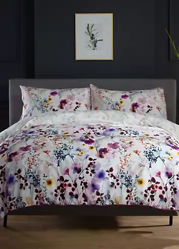 The Lyndon Company Lilac Watercolour Meadow 100% Cotton 180 Thread Count Duvet Cover Set | Kaleidoscope