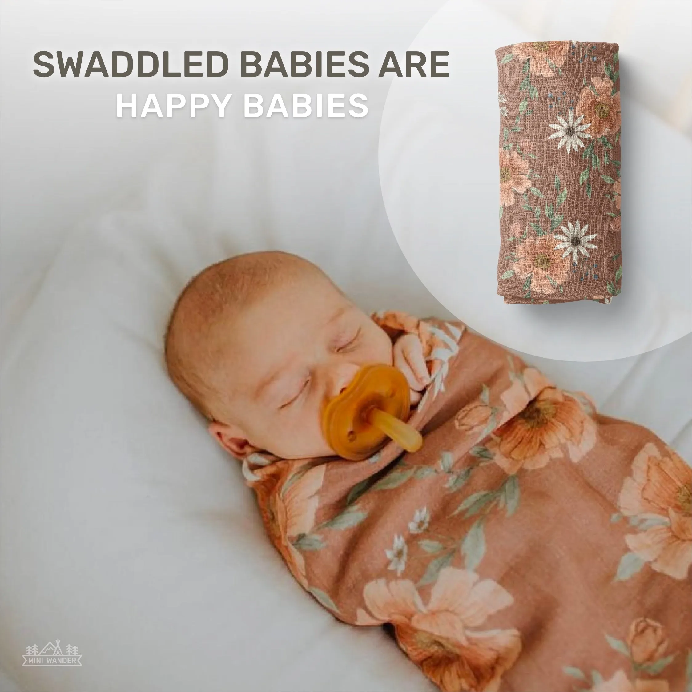 The Mini Wander Swaddle Blanket - Peony Blooms (Various)