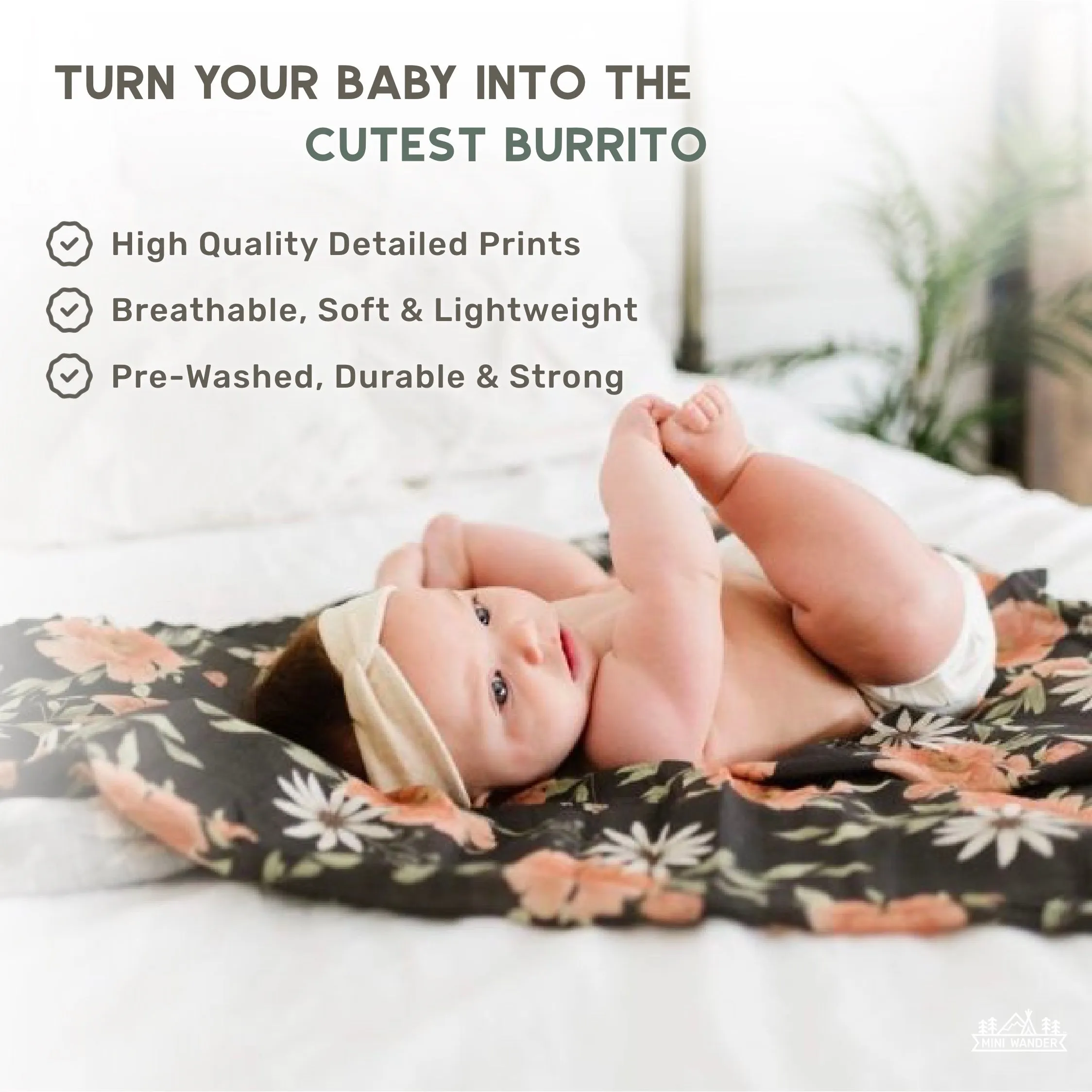 The Mini Wander Swaddle Blanket - Peony Blooms (Various)