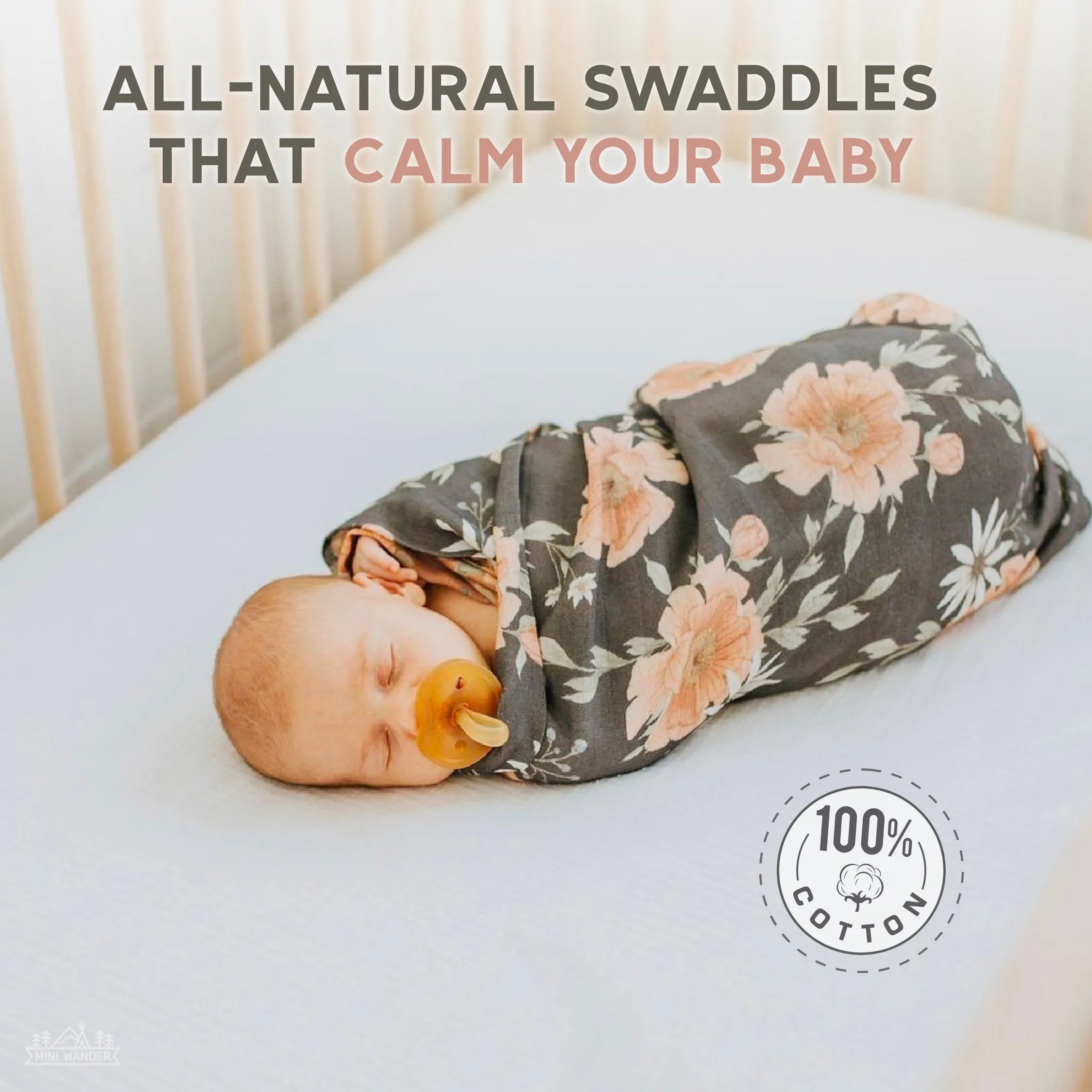 The Mini Wander Swaddle Blanket - Peony Blooms (Various)