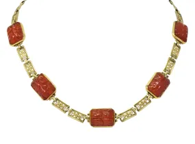 Theberath & Co. Art Nouveau Carnelian 14 Karat Gold Necklace