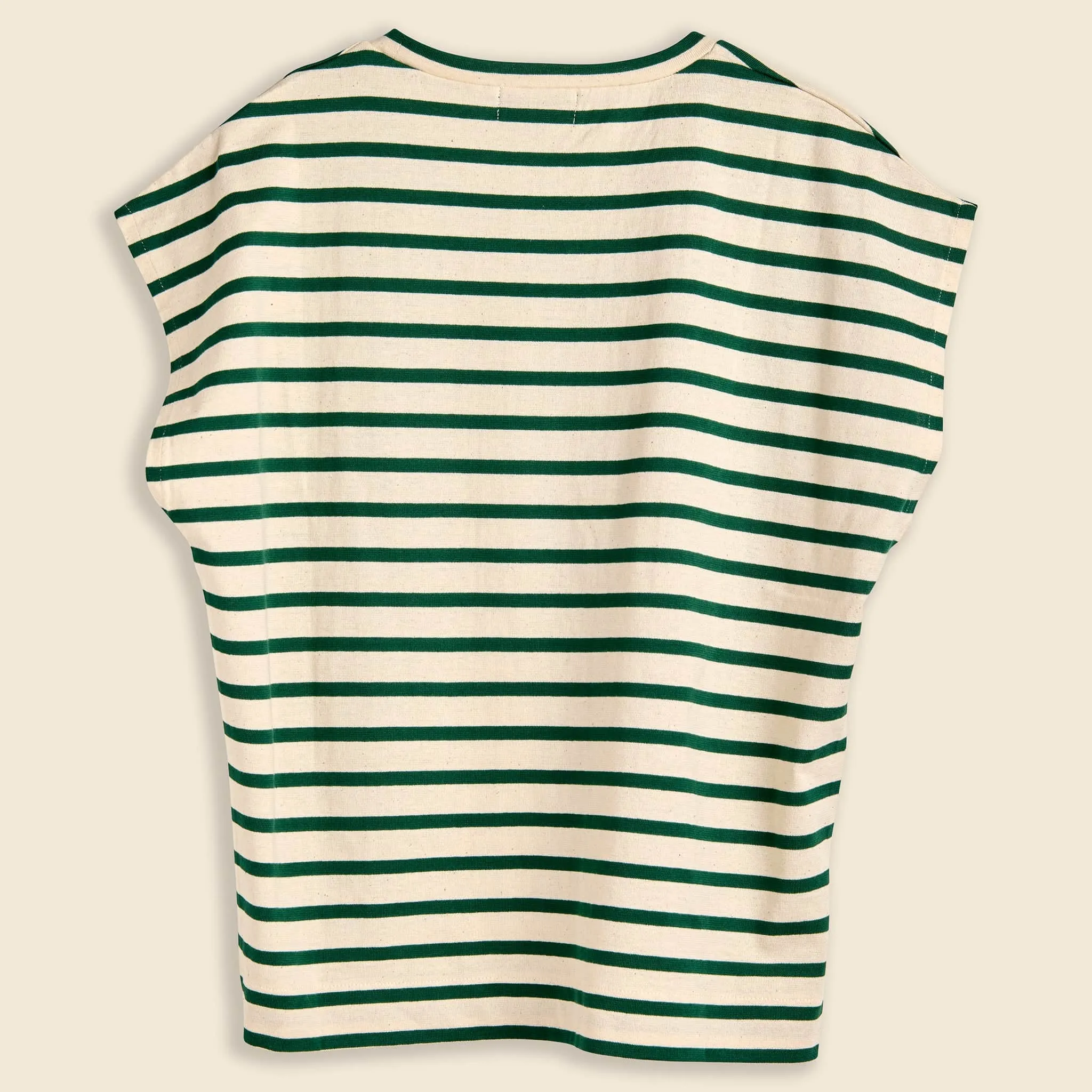 Theoxane Mariniere Sleeveless Top - Green Stripe