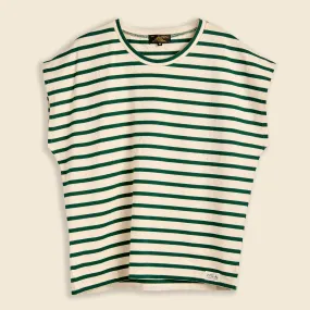 Theoxane Mariniere Sleeveless Top - Green Stripe