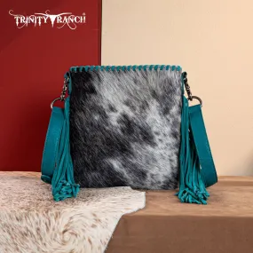 TR162G-2001   Trinity Ranch Hair-On Cowhide Fringe Concealed Carry Crossbody Bag -Turquoise