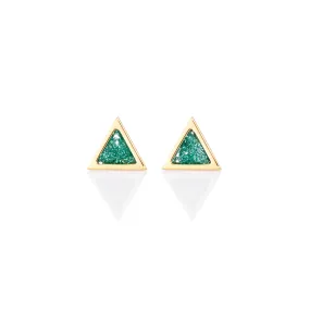 Triangle sticker studs yellow gold with enamel