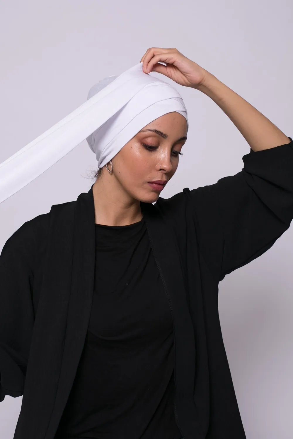 Turbante de viscosa cruzado blanco