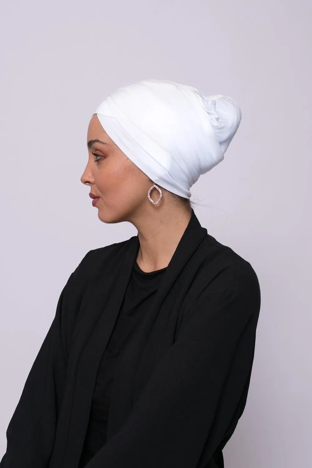 Turbante de viscosa cruzado blanco