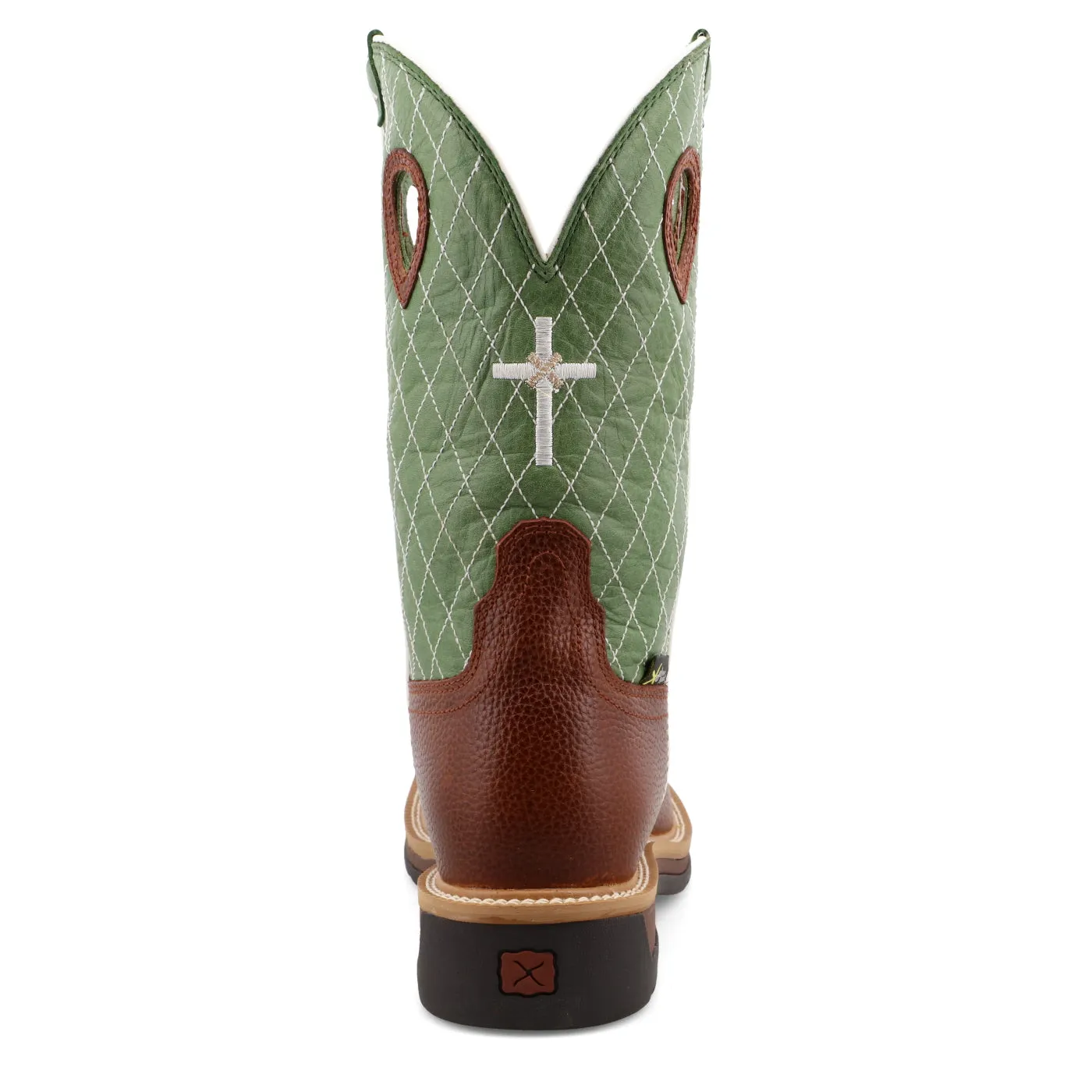 Twisted X Men's 12 Western Work Boot in Cognac Glazed Pebble and Lime