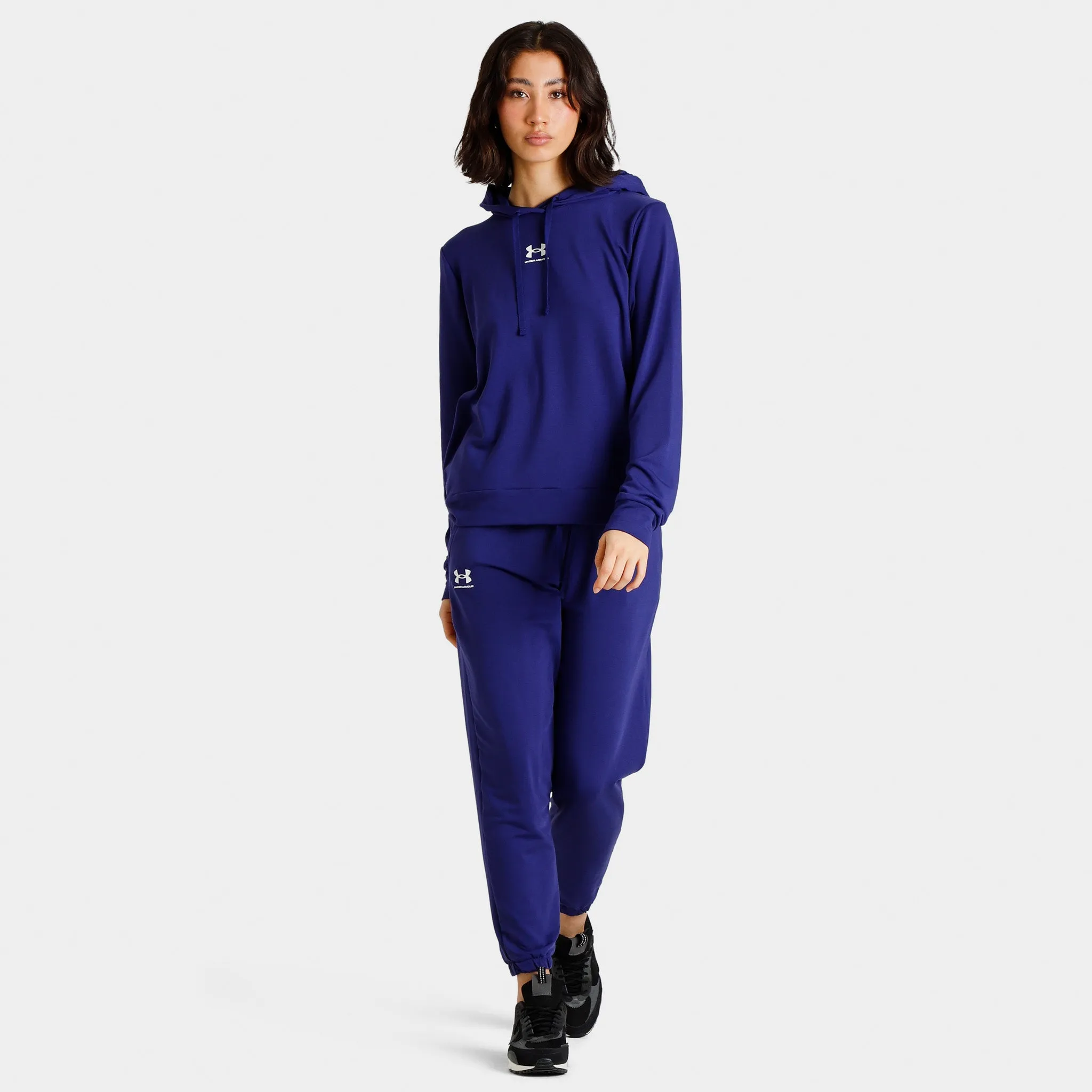 Under Armour Women's Rival Terry Pullover Hoodie Sonar Blue / White