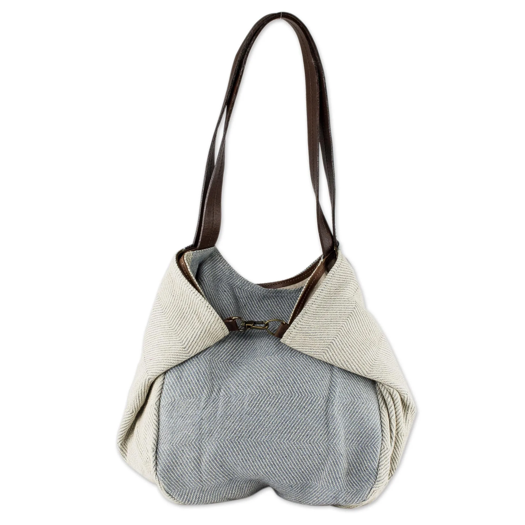 Undyed Recycled Denim and Cotton Shoulder Bag from Guatemala, 