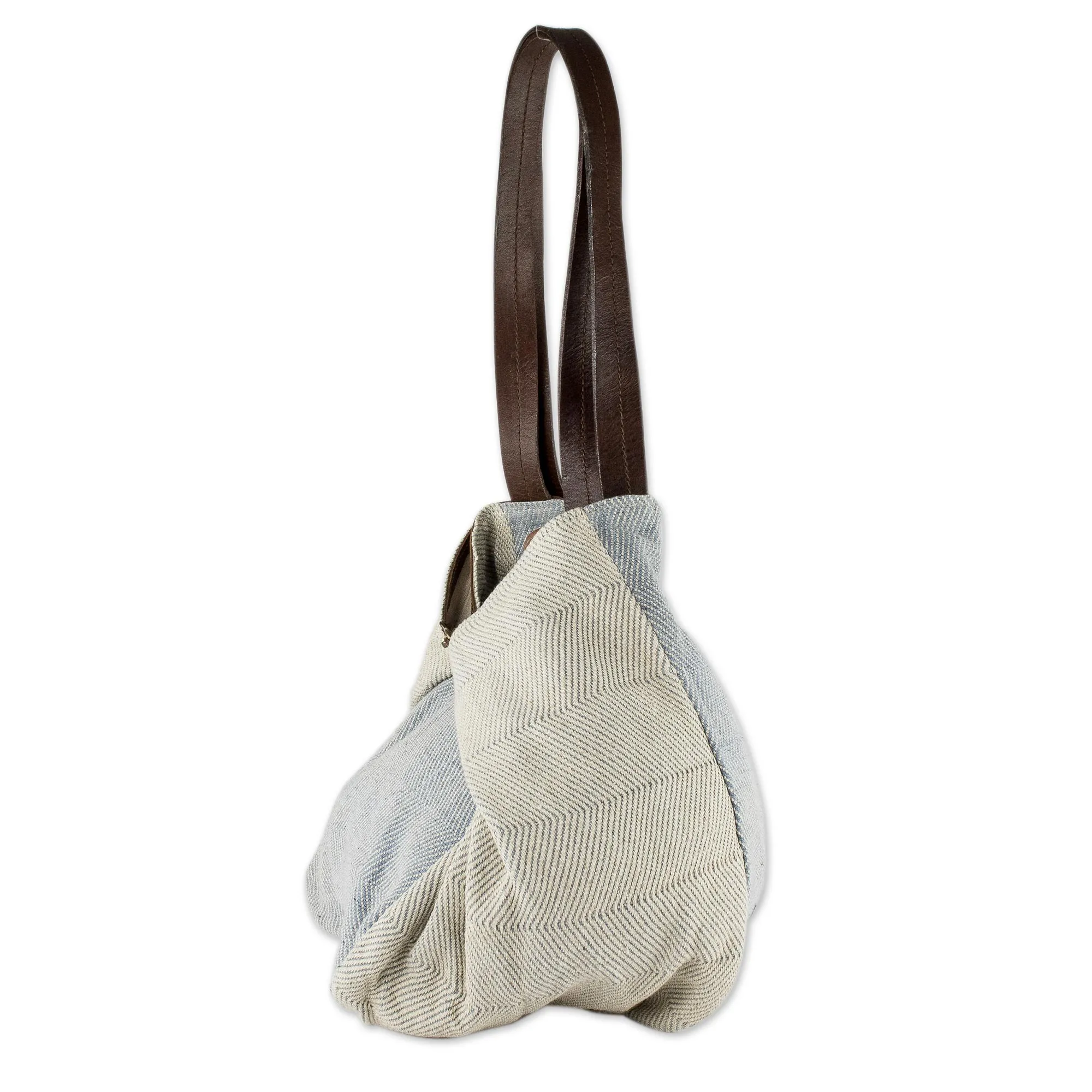 Undyed Recycled Denim and Cotton Shoulder Bag from Guatemala, 