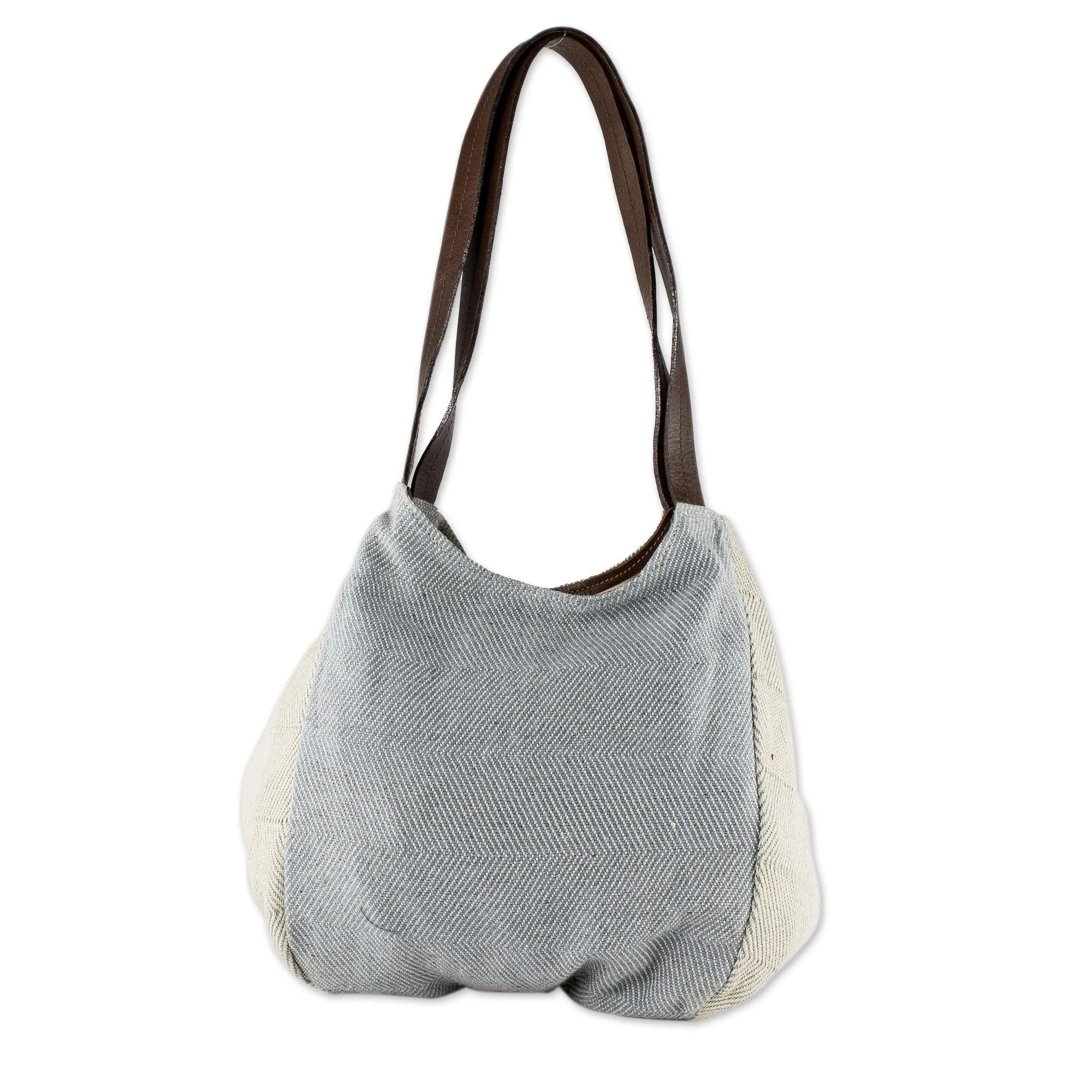 Undyed Recycled Denim and Cotton Shoulder Bag from Guatemala, 