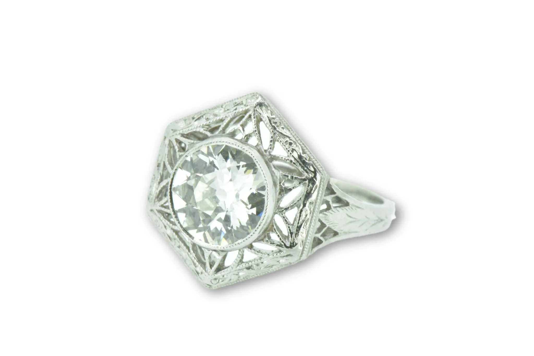 Unique Art Deco 1.19 Carats Old European Diamond Platinum Alternative Ring GIA