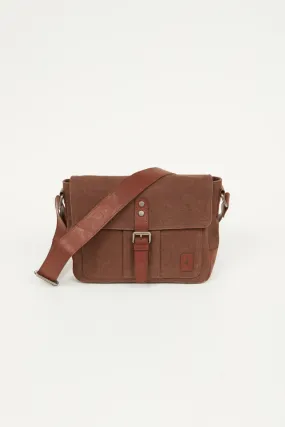 Used look canvas shoulder bag