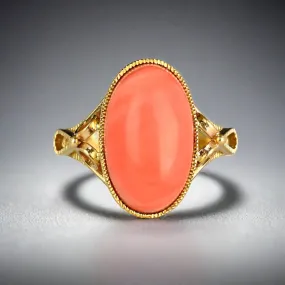 Vintage 14K Gold Mediterranean Coral Ring