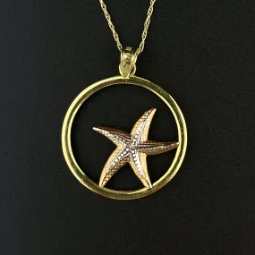 Vintage 14K Gold Starfish Charm Pendant Necklace