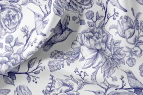 Vintage Linen By The Yard French Toile de Jouy  Print Linen Fabric For Bedding, Curtains, Dresses, Clothing, Table Cloth & Pillo