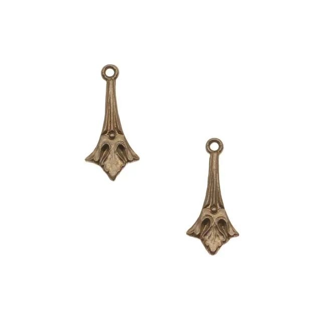 Vintaj Natural Brass Fleur De Lis Drop Charms 15mm (2 pcs)