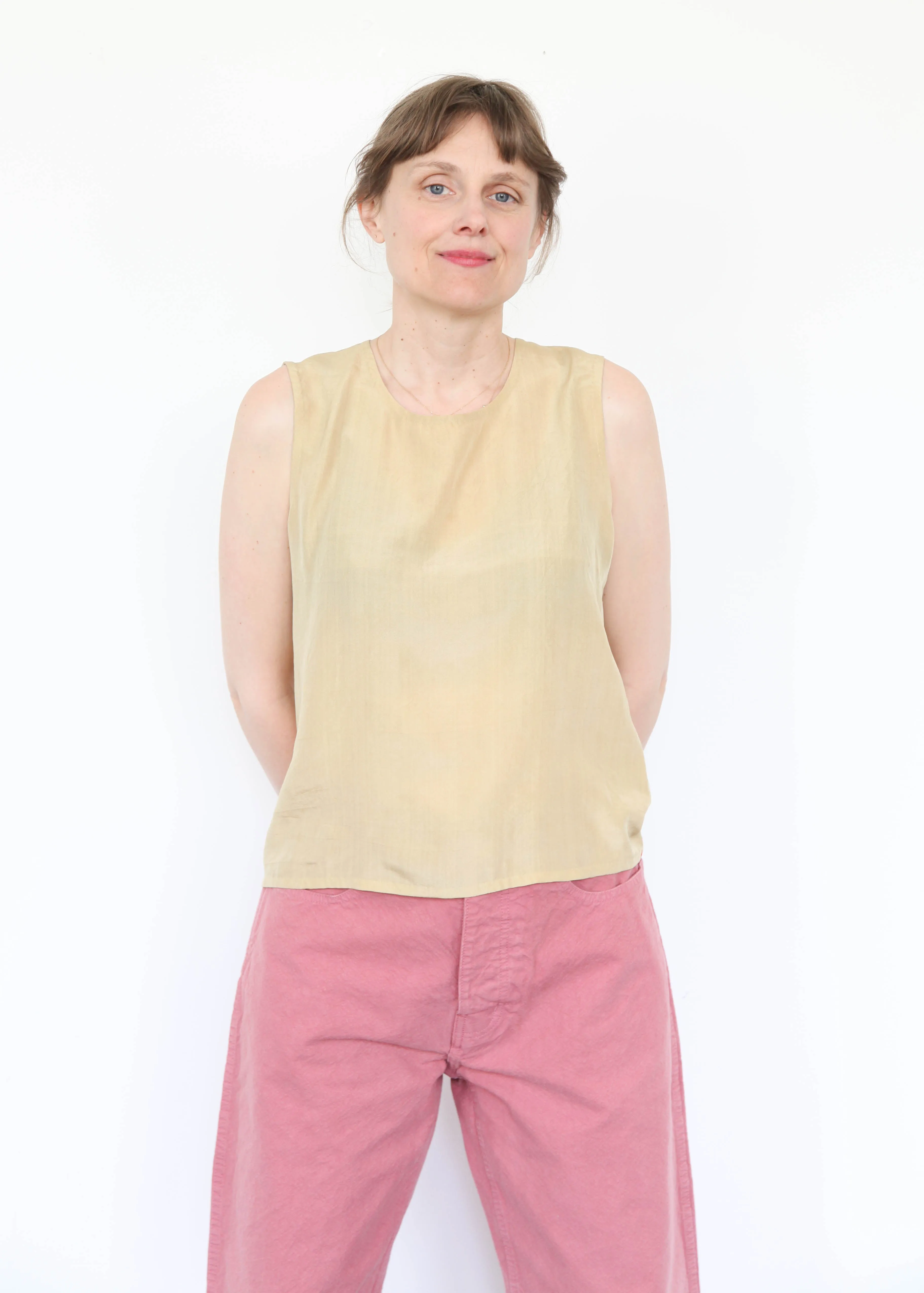 Whiskey Gold Sleeveless Silk Top