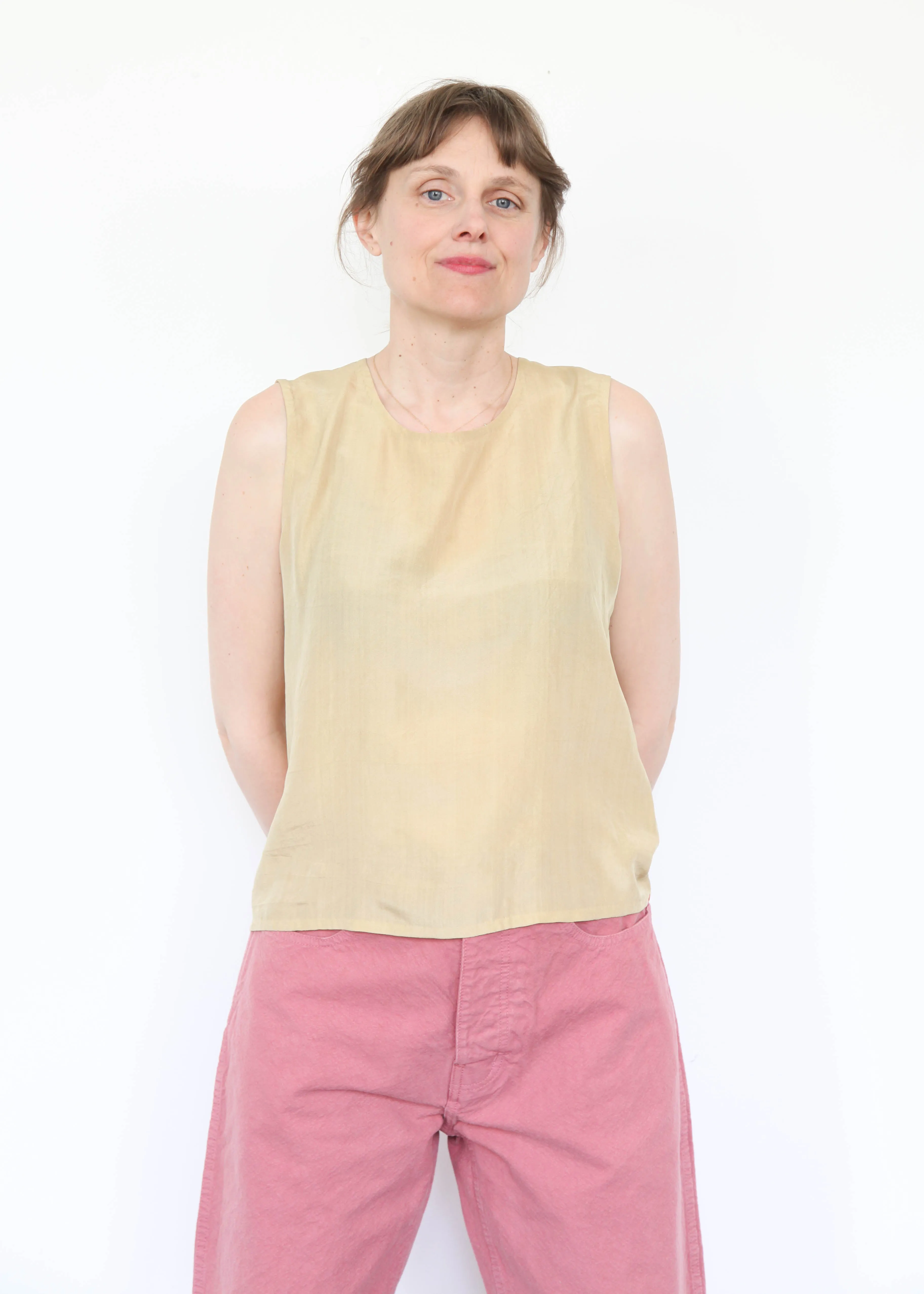 Whiskey Gold Sleeveless Silk Top