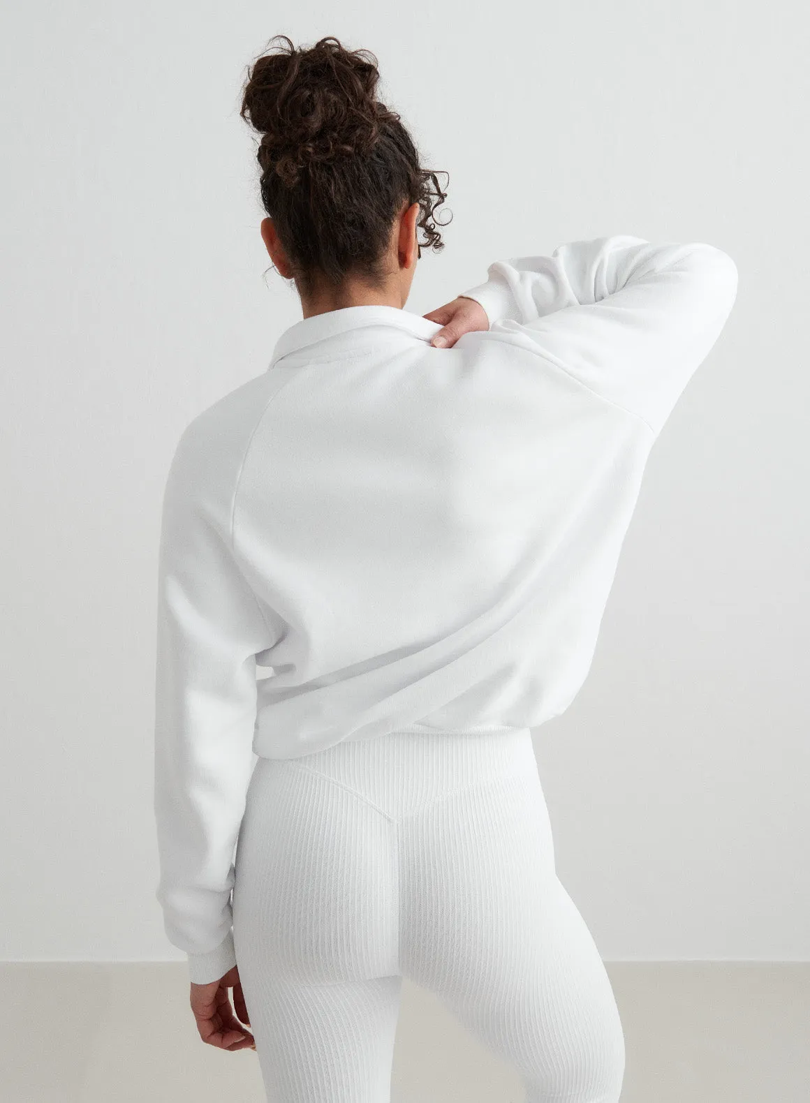 White Pitch Polo Sweatshirt