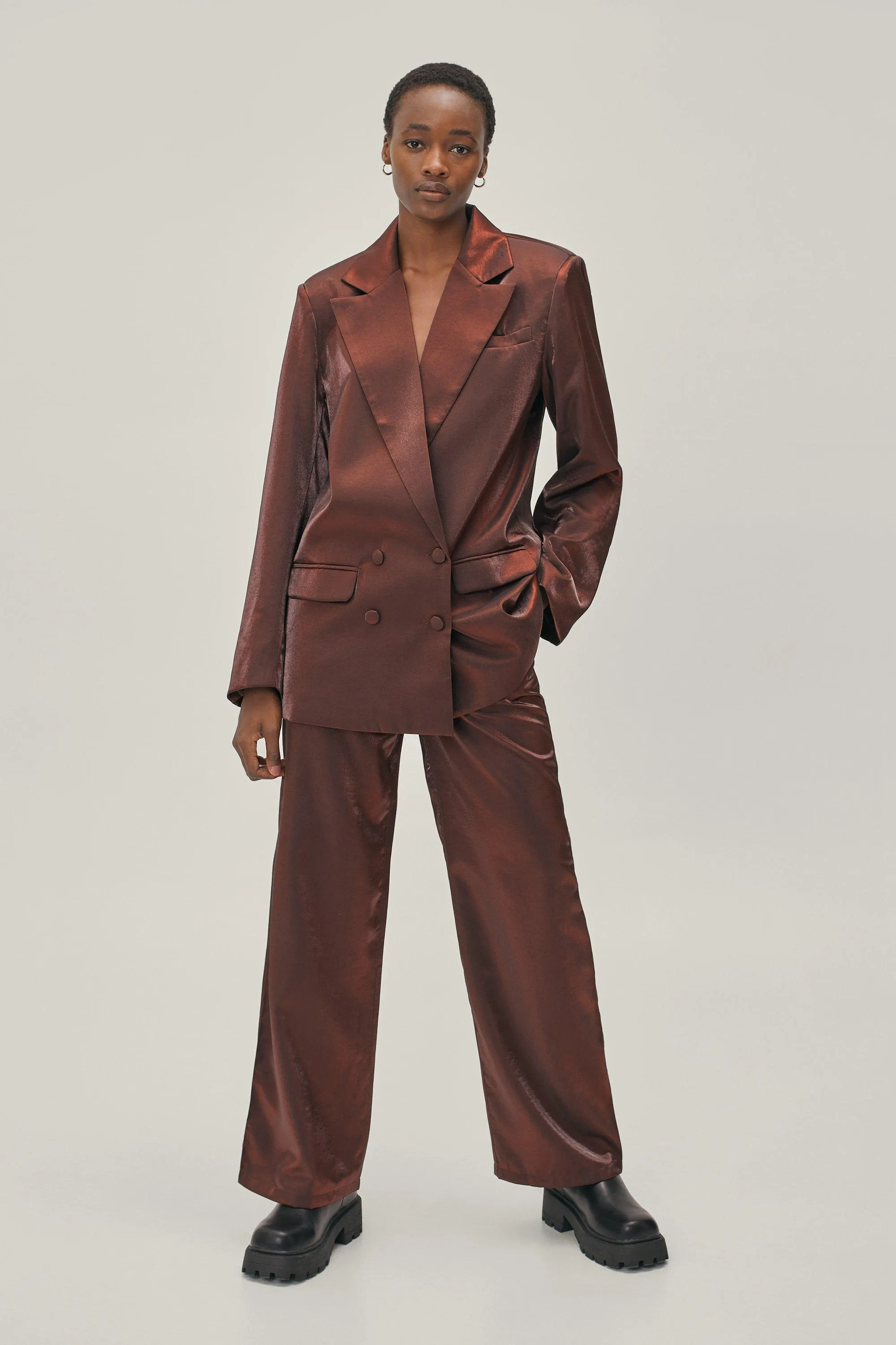 Wide Leg High Waisted Suit Pants