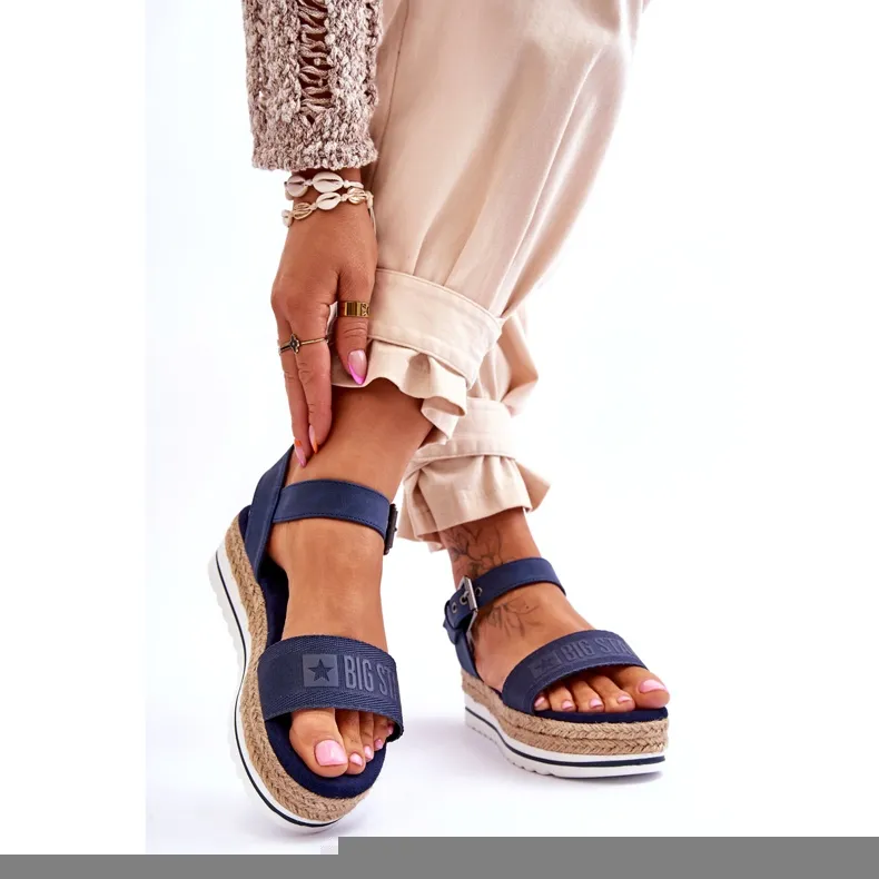 Women's Comfortable Big Star Platform Sandals LL274869 Navy Blue