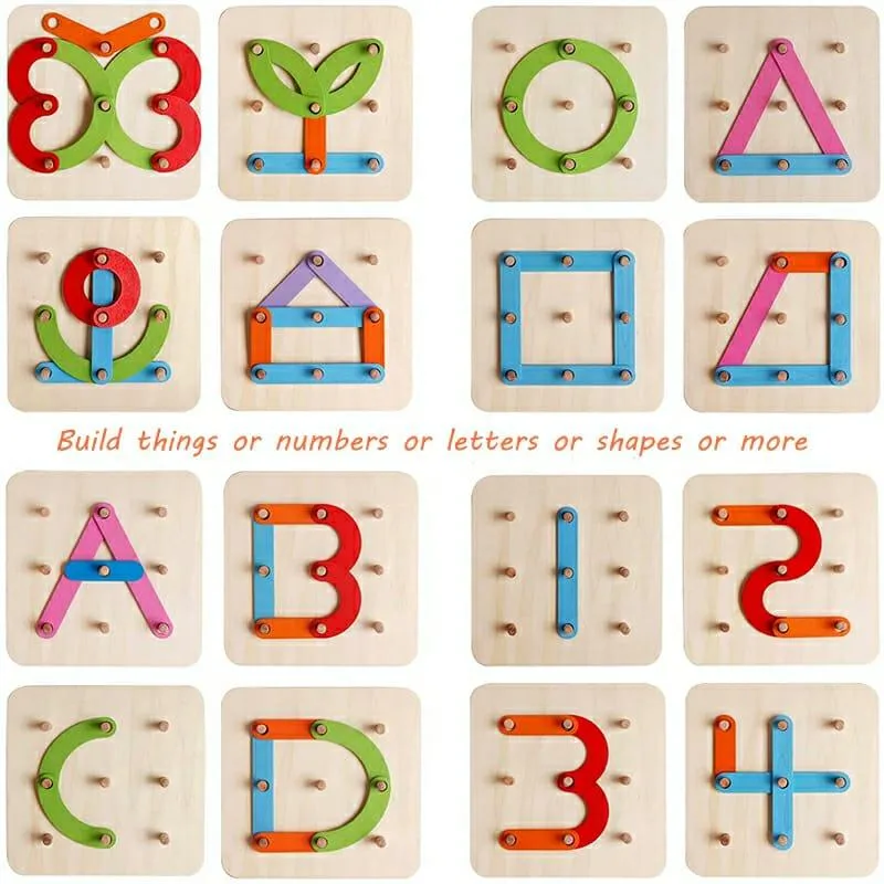 Wooden Alphabet Numbers construction Hundred Change Collage