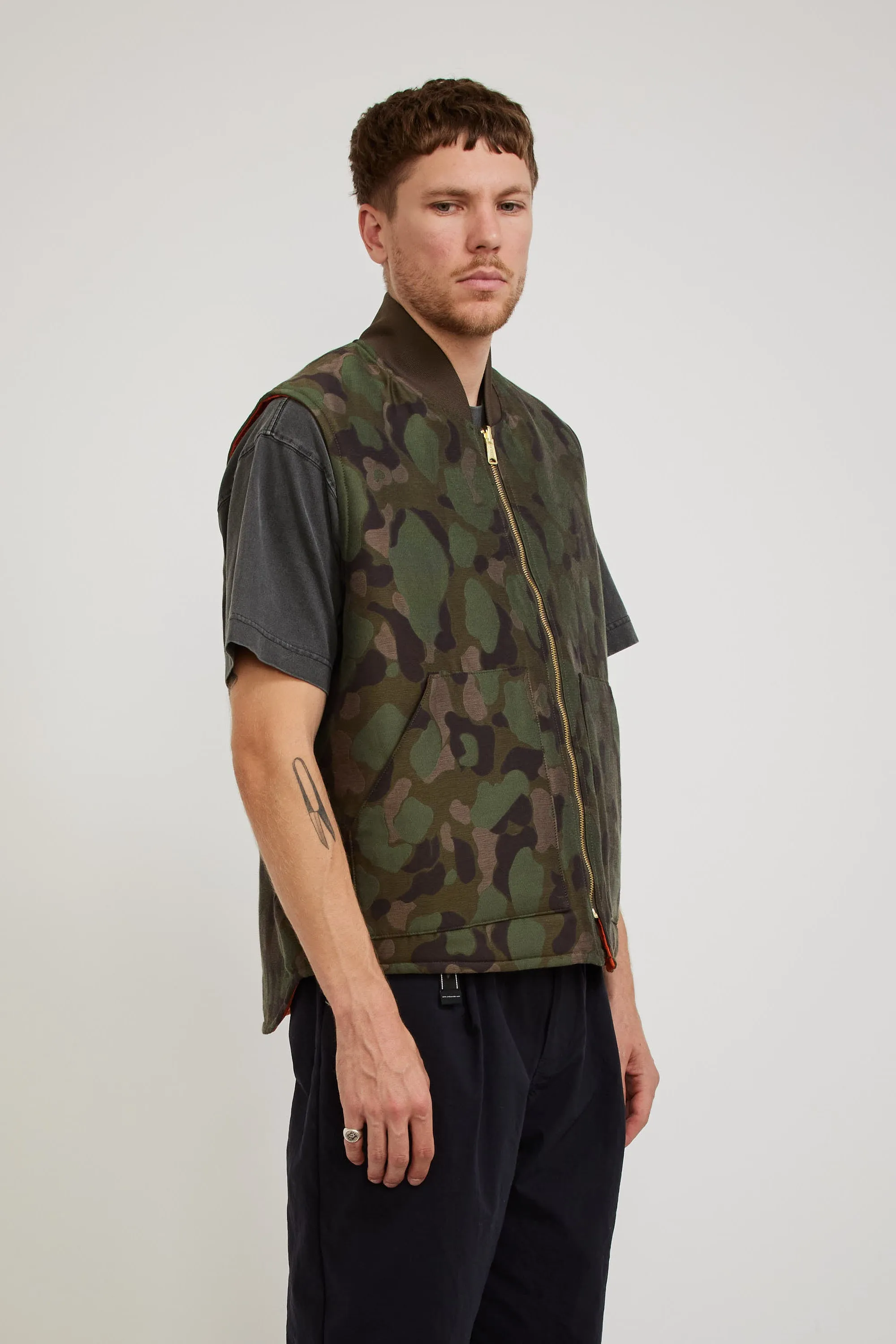 WORK Puff Vest Reversible Big Hunter Camo Jacquard Olive Camo/Orange