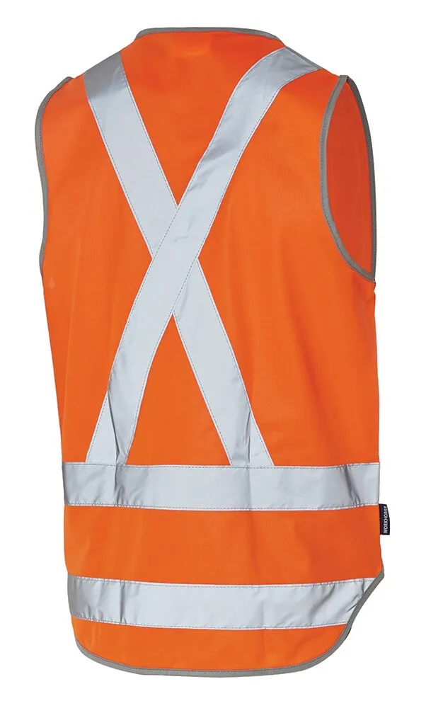 Workhorse MVE018 High Visibility Safety Vest - X-Back + Tail - Polyester Tricot - Orange - Small