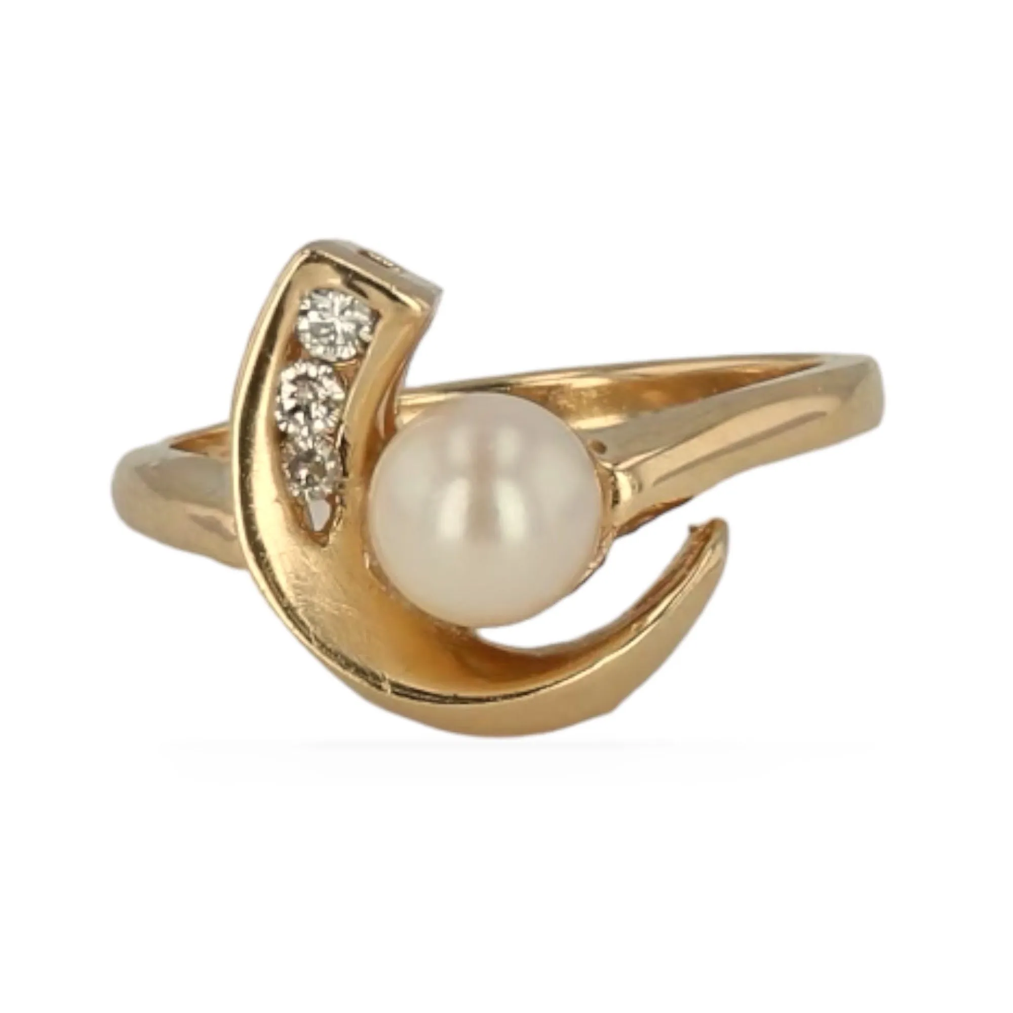 Yellow 14k gold moon design ring