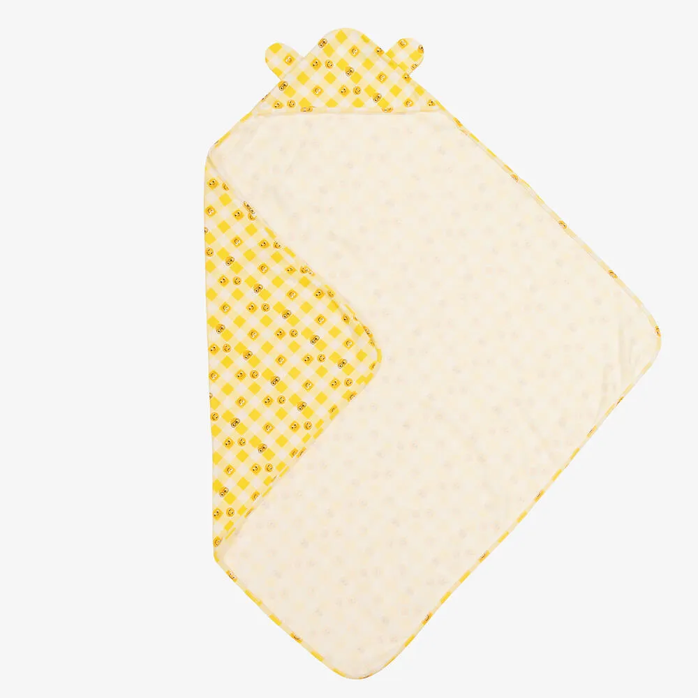 Yellow Check Print Hooded Blanket (96cm)