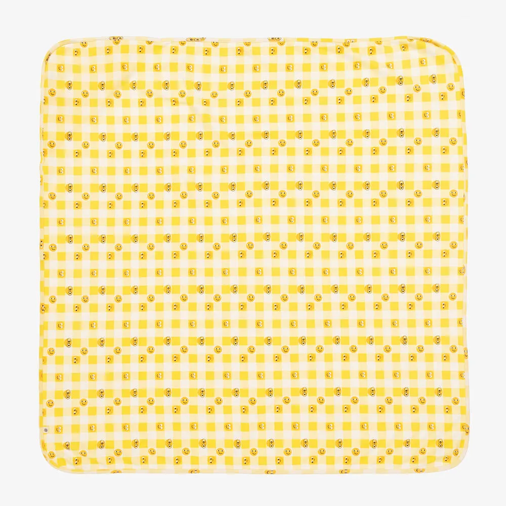 Yellow Check Print Hooded Blanket (96cm)