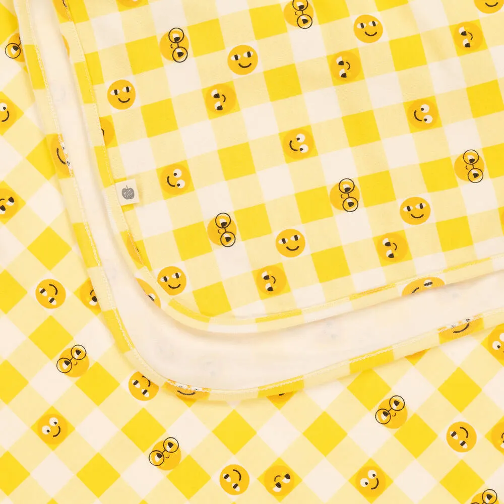 Yellow Check Print Hooded Blanket (96cm)