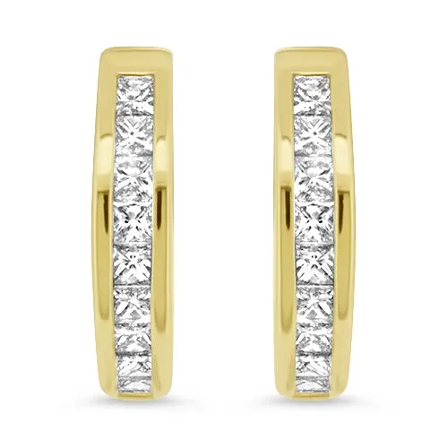 Yellow Gold Diamond Hoops