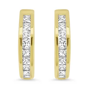 Yellow Gold Diamond Hoops