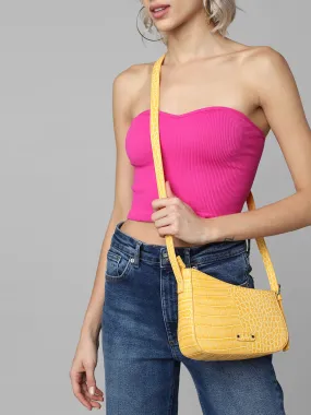 Yellow Textured Shoulder Bag