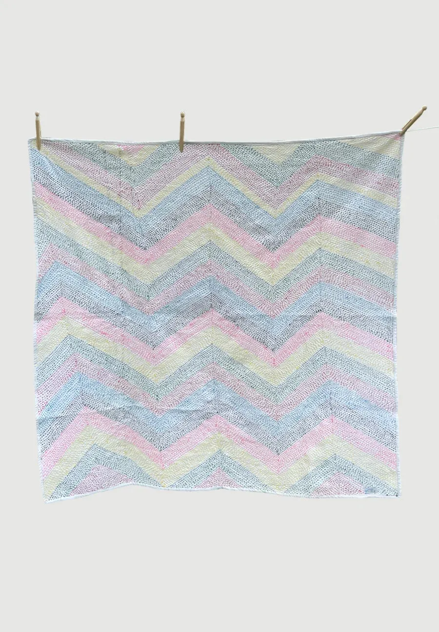 Zig-Zag Baby Rainbow Kantha Quilt